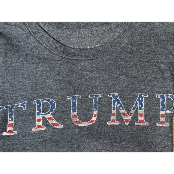 Trump Tee Shirt Short Sleeve Gray Red White Blue Lettering Made in USA Sz M - Picture 2 of 6